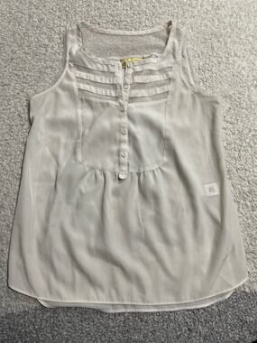 Vera Wang Princess Womens Sz Small Sheer Sleeveless Shell Scoop Neck Top Cream